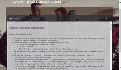 Avinor Tromso pre-booking FAQ's