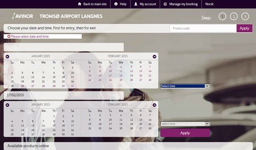 Avinor Tromso pre-booking calendar