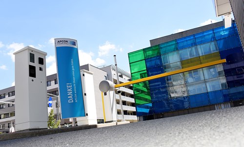 Parking barrier in front of building