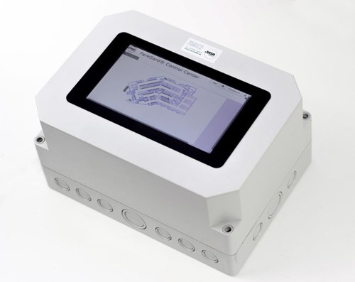 Small computer screen displaying a parking garage blueprint and titled ParkGard® Control Center