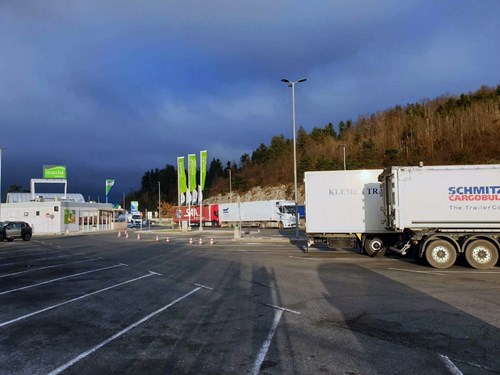 Trucks parked at the parking lot