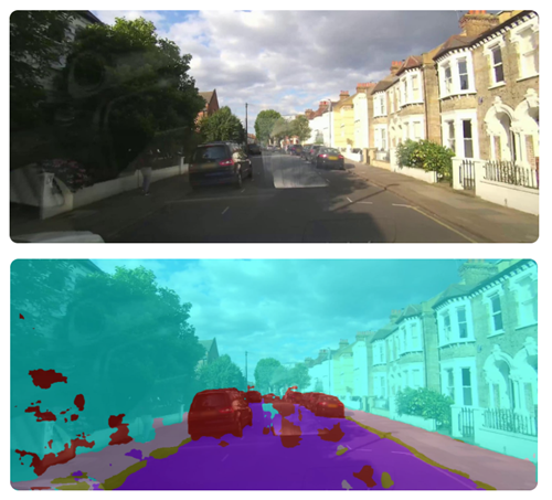 Segmentation model tested on the dashcam dataset