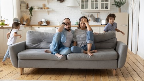 Stock Image: Parents Distracted by Kids