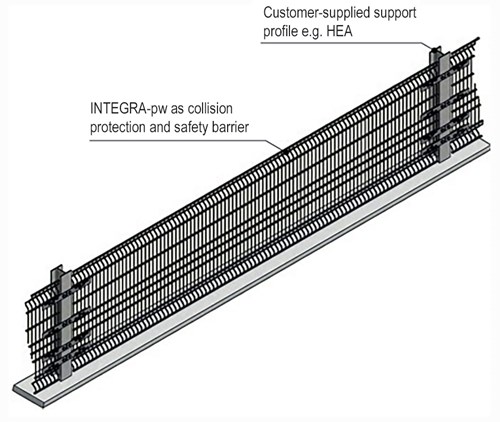 This has been combined with a type 1.2, plain panel glare protection, which can be fastened directly to the mesh elements with no need for any further substructure.